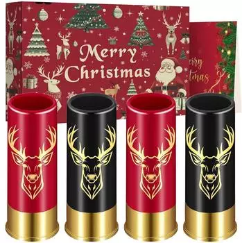 LuxusKollektion Schnapsgläser Hirschkopf-Design 4er-Set, Kunststoff, schwarz/rot