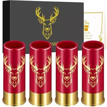 LuxusKollektion Schnapsgläser Hirschkopf 4er Set, Kunststoff, rot, 45ml