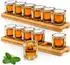 LuxusKollektion Schnapsgläser-Set 12er, 60ml, Kristallglas mit Holztablett