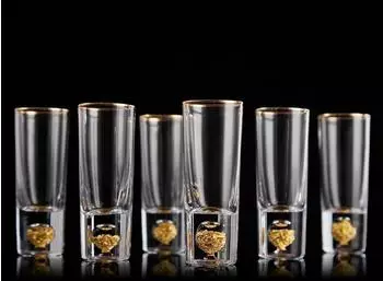 LuxusKollektion Kristall-Schnapsgläser mit 24K Blattgoldflocken, 6cl, 6er-Set