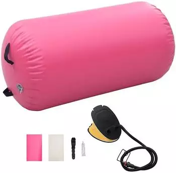 vidaXL Aufblasbare Pilatesrolle mit Pumpe 120x90cm, PVC, rosa (92718)
