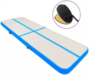 vidaXL Aufblasbare Gymnastikmatte mit Pumpe 800x100x15cm PVC blau (92674)