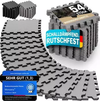 Monzana Puzzlematte Bodenschutzmatte 54er-Set, EVA-Schaum, grau, 264x175x1cm (997766)