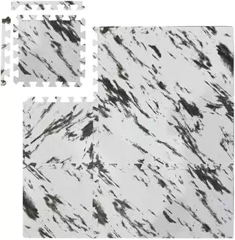 Relaxdays Bodenschutzmatte Puzzle 9-teilig Marmor-Optik EVA-Schaum