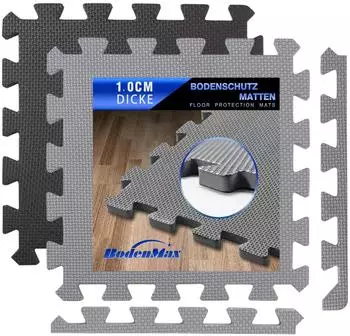 BodenMax Puzzle-Bodenmatte EVA 30x30x1cm, 18-teilig, grau (CRS804902-3030-18)
