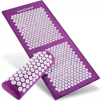 Goodsngadgets Akupressurmatte mit Kopfkissen, 47x126cm, lila