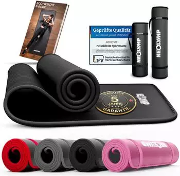 Neolymp Fitnessmatte extra dick, rutschfest, 183x61cm, schwarz (NEOLYMP_FM320)