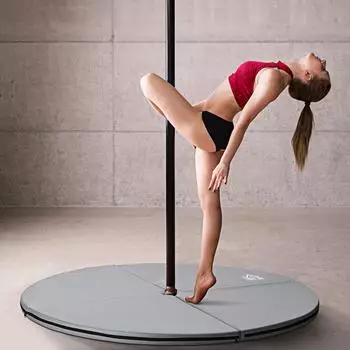 HomCom Pole-Dance-Schutzmatte &Oslash;150cm, 5cm dick, faltbar, hellgrau (A93-034LG)