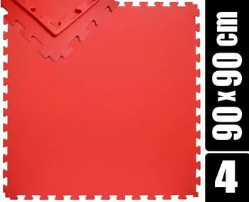 Eyepower Trainingsmatte mit Rand 180x180cm, 4er Set 90x90cm, 1,2cm EVA (rot)