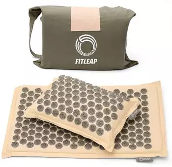 Fitleap Akupressurmatte-Set mit Kissen & Tasche, natur/gold (FL-AM-CF-NCGLD)