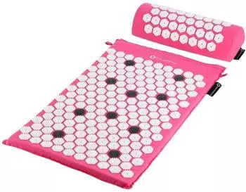 COFI1453 AKM01 Akupressurmatte Set mit Kissen, 65x42cm, pink-wei&szlig; (AKM01)