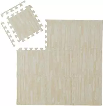 Relaxdays Bodenschutzmatte Holzoptik 9 Puzzlematten 0,85m&sup2; EVA-Schaumstoff, wei&szlig;