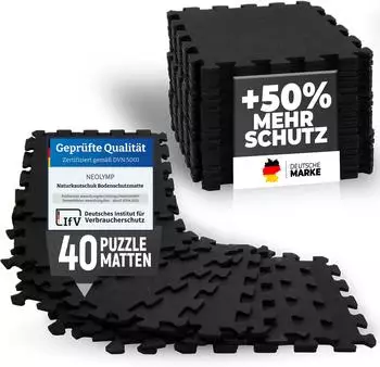 Neolymp Puzzlematte Fitness aus Kautschuk, schwarz, 40er-Set (NEOLYMP_SF320_FARBEN)