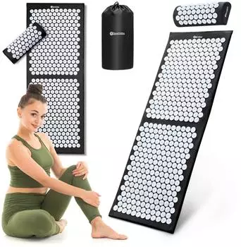HyperMotion Akupressurmatte XL 130cm mit Kissen und Transporttasche, schwarz-wei&szlig;