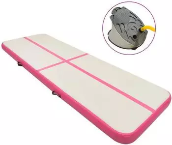 vidaXL Aufblasbare Gymnastikmatte mit Pumpe 400x100x15cm, PVC, rosa (92661)