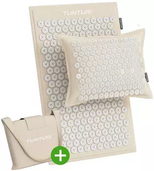 Tunturi Pro Akupressurmatte mit Kissen, 68x42cm, beige
