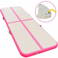 vidaXL Aufblasbare Gymnastikmatte mit Pumpe 800&times;100&times;10 cm PVC Rosa