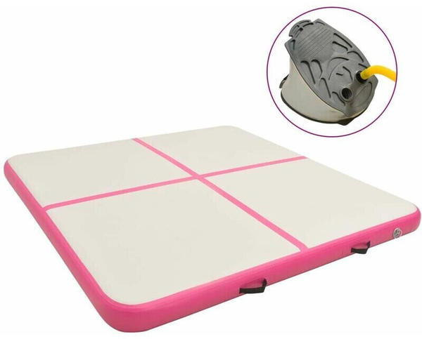 vidaXL Inflatable Gym Mat with Pump 200 x 200 x 15 cm pink