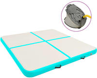 vidaXL Aufblasbare Gymnastikmatte mit Pumpe 200x200x20 cm PVC Gr&uuml;n und Grau