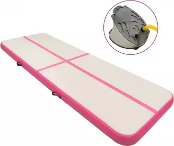 vidaXL Inflatable Gym Mat with Pump 400 x 100 x 20 cm pink