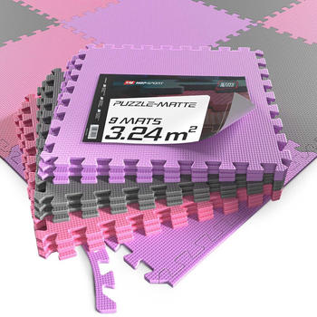 Hop-Sport Puzzlematte grau/lila/rosa– 9 Stück