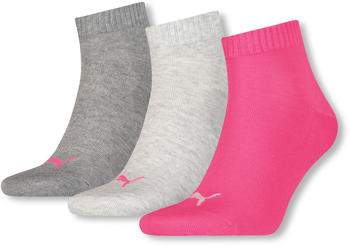 Puma Quarter-Socken 3er-Pack (271080001) middle grey melange/pink