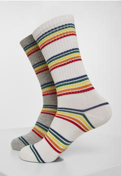 Urban Classics Rainbow Stripes Socks 2-pack (TB3395-01219-0038) grey/white