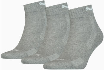 Puma Unisex Quarter-Socken mit Polsterung 3er-Pack grau meliert
