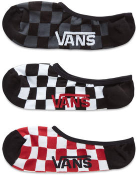 Vans Classic Super No Show Socks (3 Pack) red/white/check