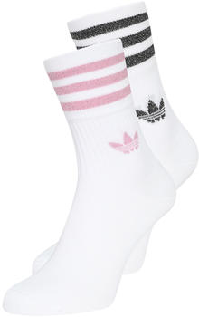 Adidas Mid-Cut Glitter Crew Socks 2-Pack white/bliss pink/black