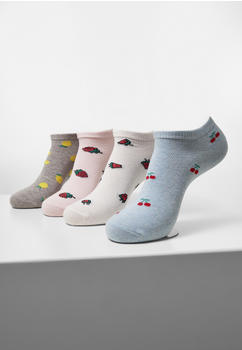 Urban Classics Recycled Yarn Fruit Invisible Socks 4-pack (TB4229-03000-0076) grey+cream+lightblue+rose