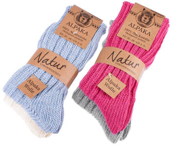 Brubaker Alpaka-Socken blau/pink