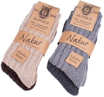 Brubaker Alpaka-Socken grau/beige 1