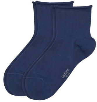 Camano Women Basic cotton fine Ankle Socks 2p (000002281) blue
