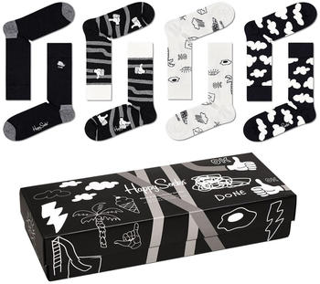 Happy Socks Black And White Socks Geschenkbox 4er-Pack (XBWH09-9100)
