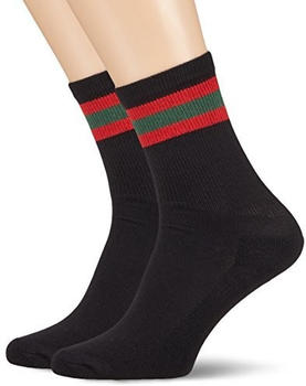 Urban Classics Stripy Sport Socks 2-Pack black/firered/green (TB2159)