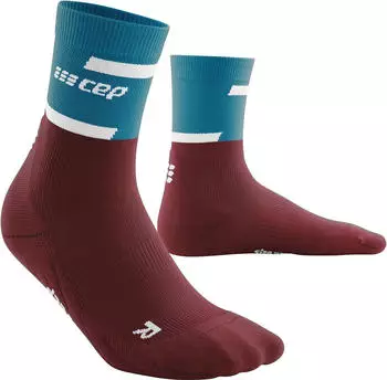 CEP Bloom Socks running Mid Cut W petrol/dark red