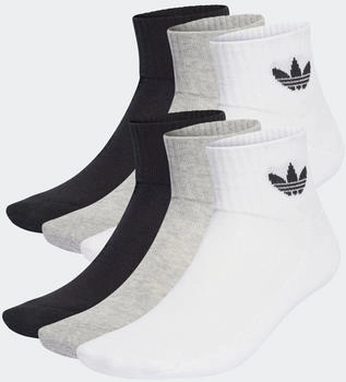 Adidas Mid Ankle Socken Paar wei&szlig; mittelgrau meliert schwarz
