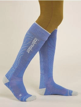 Icebreaker Merino Ski Medium OTC Mountain Contour Skisocken blau brilliant ether baja