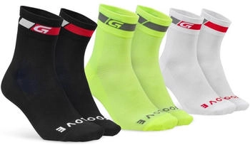 GripGrab TRICOLORE REGULAR CUT PACK Socken black white fluo yellow
