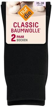 Nur Die Classic Baumwolle Doppelpack Damensocken schwarz