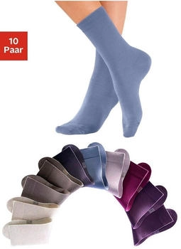 H.I.S Jeans Freizeitsocken Paar Rippbündchen 2x taupe 2x beige 2x pflaume 1x jeans 1x lila 1x beere 1x altrosa