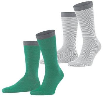 Esprit Socken Allover Stripe 2-Pack M SO Baumwolle gemustert Paar mehrfarbig weiß grün 0020