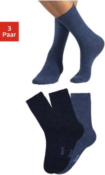 Bench Socken 3er-Pack Wolle blau