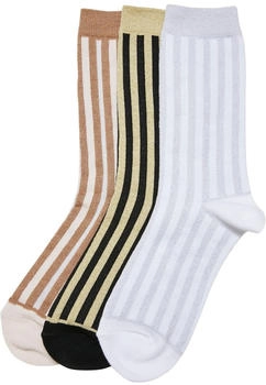 Urban Classics Metallic Effect Stripe Socken 3er-Pack