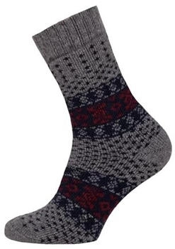 HomeOfSocks Wollsocken Hygge Bunt Jacquard dunkelgrau rot