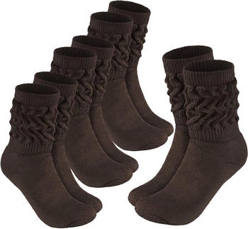 Brubaker Schoppersocken Slouch Socken Baumwolle Dunkelbraun