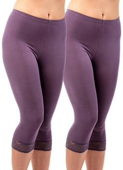 Hermko 5722 2er Pack Damen 4-Leggings Spitze pflaume