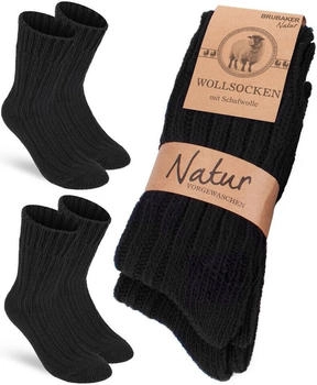 Brubaker Wollsocken warm flauschig 2-Paar Stricksocken Schwarz