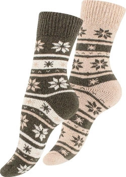 Cotton Prime Paar Thermosocken uni grün beige
